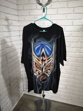 M&O Gold Men's Size XXL Black w/ Air Brushed Wrestling Mask Graphic T-shirt
